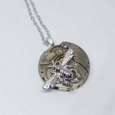 Timepiece Pendant w Large Silver Honeybee-jewellery-The Vault