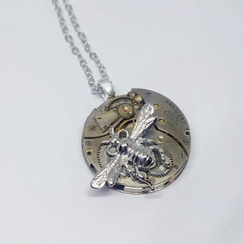 Timepiece Pendant w Large Silver Honeybee