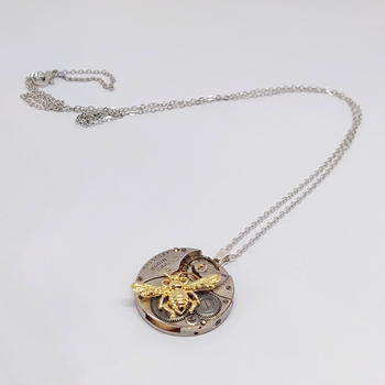 Timepiece Pendant w Large Gold Honeybee