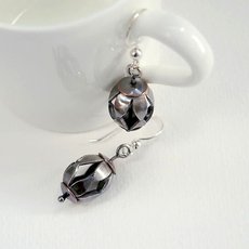 Oval Armagh Earrings Oxidised Silver-jewellery-The Vault