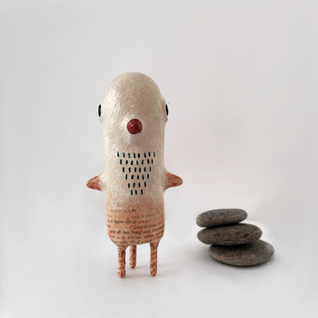 Bird Totem Paper Mache Sculpture