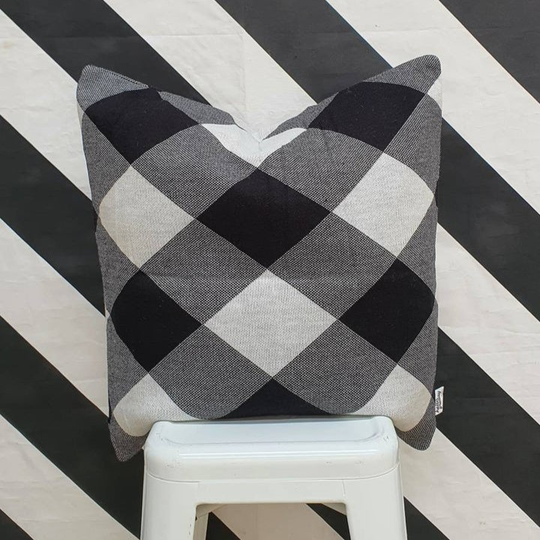 Cushion Cover Black White Check