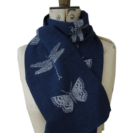 Merino Scarf Ink Dragonfly
