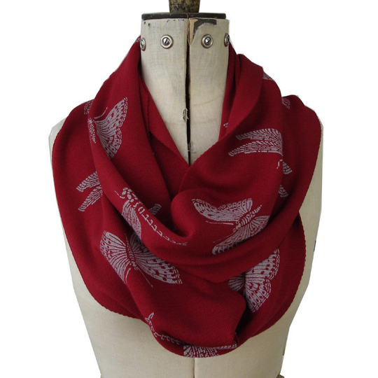 Merino Scarf Red Dragonfly