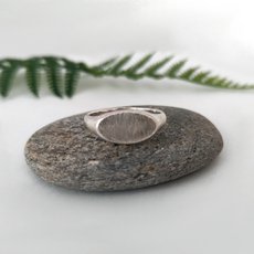 Holizontal Oval Signet Ring Silver Matt Finsih-jewellery-The Vault