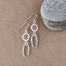 Oval and Round Link Earrings Silver