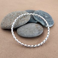 Twist Bangle Silver Large-jewellery-The Vault