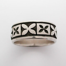 Double Tapa Flower Band Silver-jewellery-The Vault