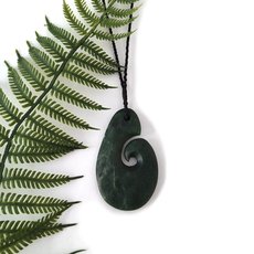 Large Pounamu Pendant Simple Fish Hook-jewellery-The Vault