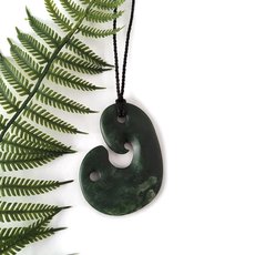 Large Pounamu Pendant Simple Fish Hook-jewellery-The Vault