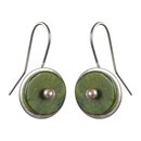 Silver Greenstone Disc Earrings