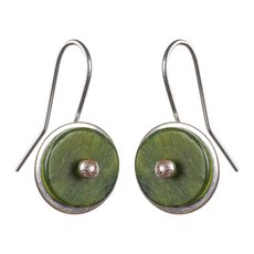 Silver Greenstone Disc Earrings-jewellery-The Vault