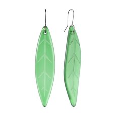 Glass Tawa Leaf Earrings Green-jewellery-The Vault