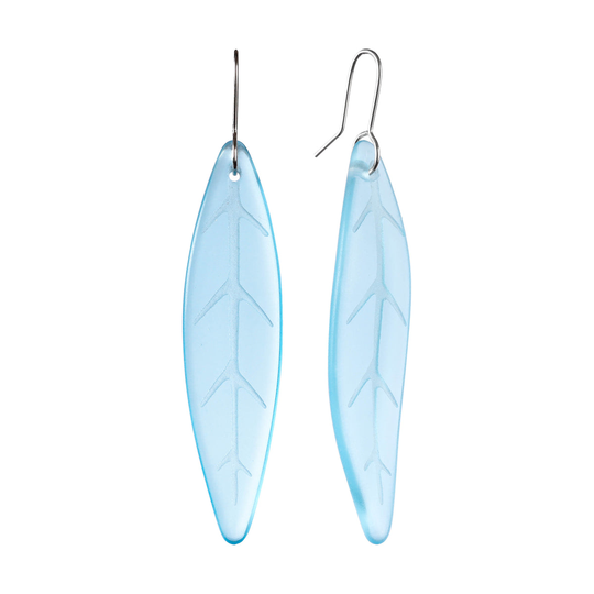 Glass Tawa Leaf Earrings Light Blue