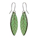 Glass Leaf Skeleton Earrings Green