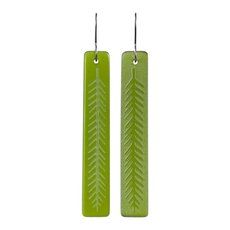 Glass Rimu Drop Earrings Green-jewellery-The Vault