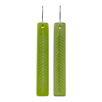 Glass Rimu Drop Earrings Green