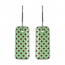 Glass Woven Flax Drop Earrings Green-jewellery-The Vault