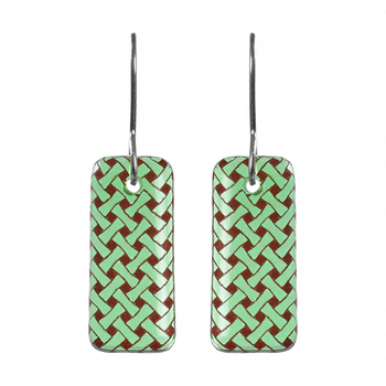 Glass Woven Flax Drop Earrings Green