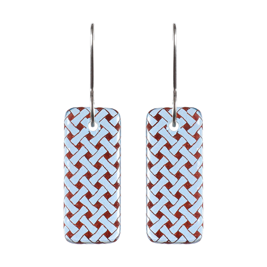 Glass Woven Flax Drop Earrings Light Blue