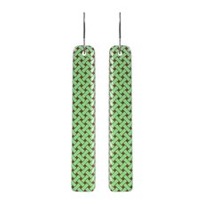 Glass Woven Flax Long Drop Earrings Green-jewellery-The Vault