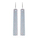 Glass Woven Flax Long Drop Earrings Light Blue