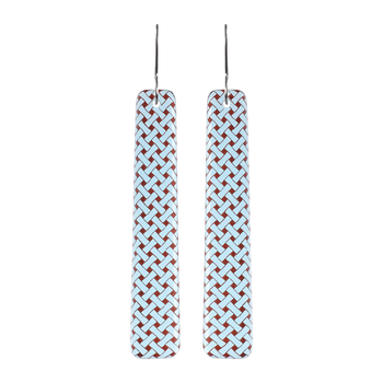 Glass Woven Flax Long Drop Earrings Light Blue