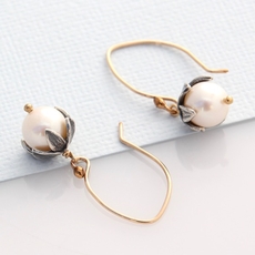 Blossom Drop Earrings White Pearl-jewellery-The Vault
