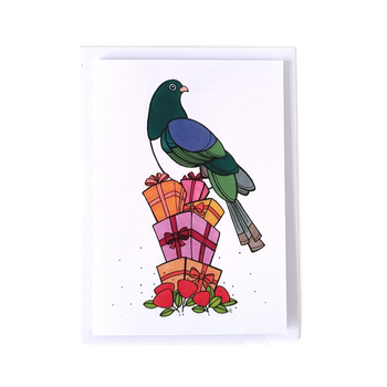 Kereru and Bows Christmas Card