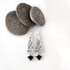 Kite Faceted Pounamu Fern Drop Earrings-jewellery-The Vault