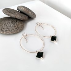 Kite Faceted Pounamu Hoop Earrings-jewellery-The Vault