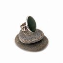 Large Round Pounamu Kowhai Ring Silver