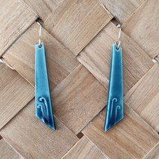 Porcelain Earrings Long Koru Detail-jewellery-The Vault