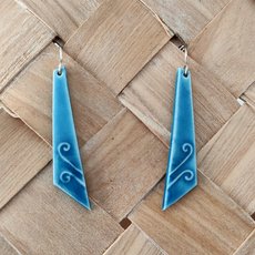 Porcelain Earrings Long Koru Detail-jewellery-The Vault