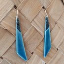 Porcelain Earrings Long Leaf Blue