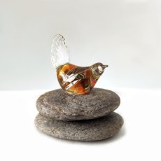 Glass Fantail Amber-art-The Vault
