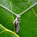 Small Bud & Leaf Necklace Silver Copper