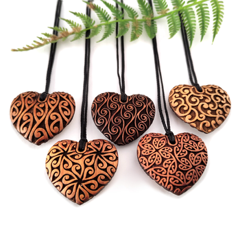 Carved Heartwood Pendant Heart