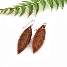 Porcelain Earrings Leaf Brown-jewellery-The Vault