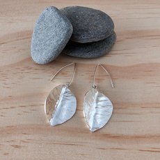 Large Autumn Leaf Earrings Silver-jewellery-The Vault