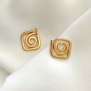 Diamond Swirl Stud Earrings Gold Plate