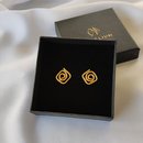 Diamond Swirl Stud Earrings Gold Plate