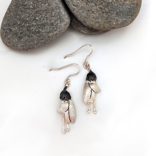 Large Kowhai Earrings Silver