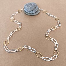 Silver and Brass Diamond and Oval Link Chain-jewellery-The Vault