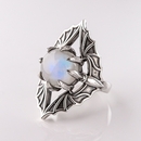 Vampire Bat Ring with Rainbow Moonstone