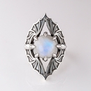 Vampire Bat Ring with Rainbow Moonstone