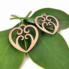Koru Heart Earrings Plywood 50mm-jewellery-The Vault