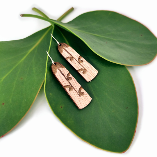 Tui Feather Earrings Plywood 40mm