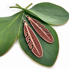 Kakapo Feather Earrings Plywood 70mm-jewellery-The Vault