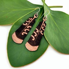Huia Feather Earrings Plywood 60mm-jewellery-The Vault